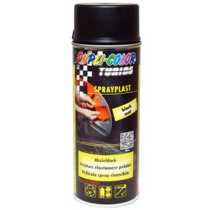 Dupli-Color Abziehlack Spray, Schwarz matt, für temporären Lackschutz und Farbgestaltung.