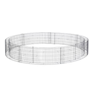 Leeres, rundes Bellissa Gabionen-Hochbeet, 40 cm hoch, Ø 240 cm, aus verzinktem Metallgitter.