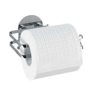 Wenko Turbo-Loc Toilettenpapierhalter aus Edelstahl mit Papierrolle.