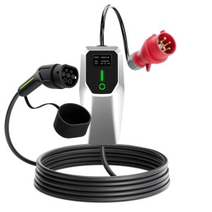 Junsun Typ 2 Ladekabel 11kW für Elektroautos. Mobiles EV Ladegerät mit 5m Kabel, Typ 2 Stecker und CEE-Stecker.