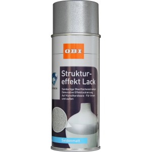 OBI Struktureffekt Lack Spray Silber seidenmatt, Spezial-Spray für sandartige Oberflächen.