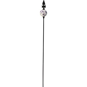 Gartenstecker mit Keramik-Kugel (71 cm) mit Blumenmuster als Gartendekoration.