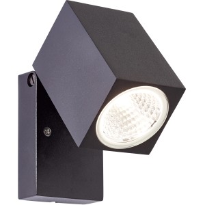 Schwenkbarer LED-Außenwandstrahler Burk in Schwarz für flexible Beleuchtung.