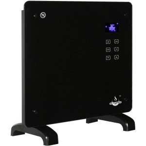 Schwarzer El Fuego Glaskonvektor 1000 W mit LCD-Anzeige und Touch-Bedienfeld.