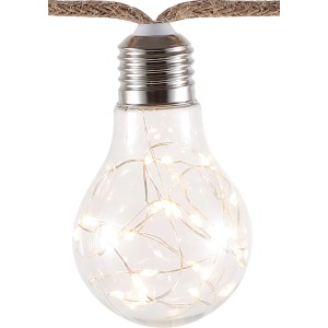 LED Deko-Lichterkette Montevago mit warmweißen LEDs in Glühbirnenform und Hanfseil.