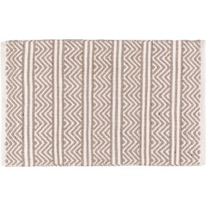 Wenko Badematte Shaki, 50x80 cm, beige/weiß, aus recycelten PET-Flaschen mit Zickzackmuster.