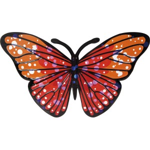 Wanddeko: Metall Schmetterling in Rot-Orange, 26 cm, für Garten & Wohnraum.