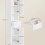 Weißer Vasagle Badezimmerschrank (30x30x170cm) mit Schublade und offenen Fächern.
