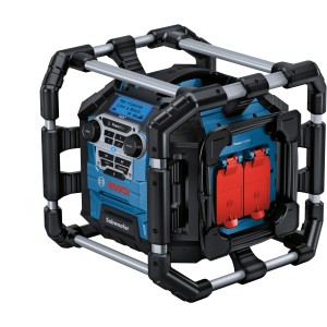 Bosch Professional Akku-Radio GPB 18V-5 SC Solo mit Überrollkäfig, blau/schwarz.