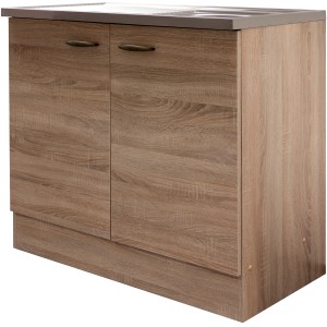 Flex-Well Spülenunterschrank Classic, 100 cm, Dekor Oslo Sonoma Eiche mit zwei Drehtüren.