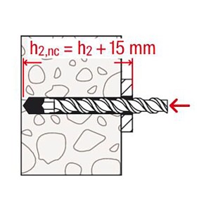 Illustration eines Fischer Bolzenankers FAZ II 10/100 im Einsatz.