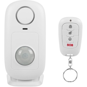 Smartwares Alarmanlage mit Bewegungsmelder und Fernbedienung, weiß.