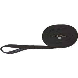 Schwarze Jollypaw Schleppleine, 10 m lang, mit Gurtband und Handschlaufe.