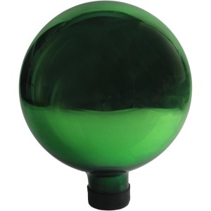Grüne Rosenkugel, Ø 12 cm, aus Glas für die Gartendekoration.