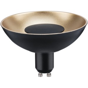 Paulmann GU10 LED-Lampe, 4,9W, warmweiß, schwarz/gold, dimmbar. Leuchtmittel für Wohnräume.