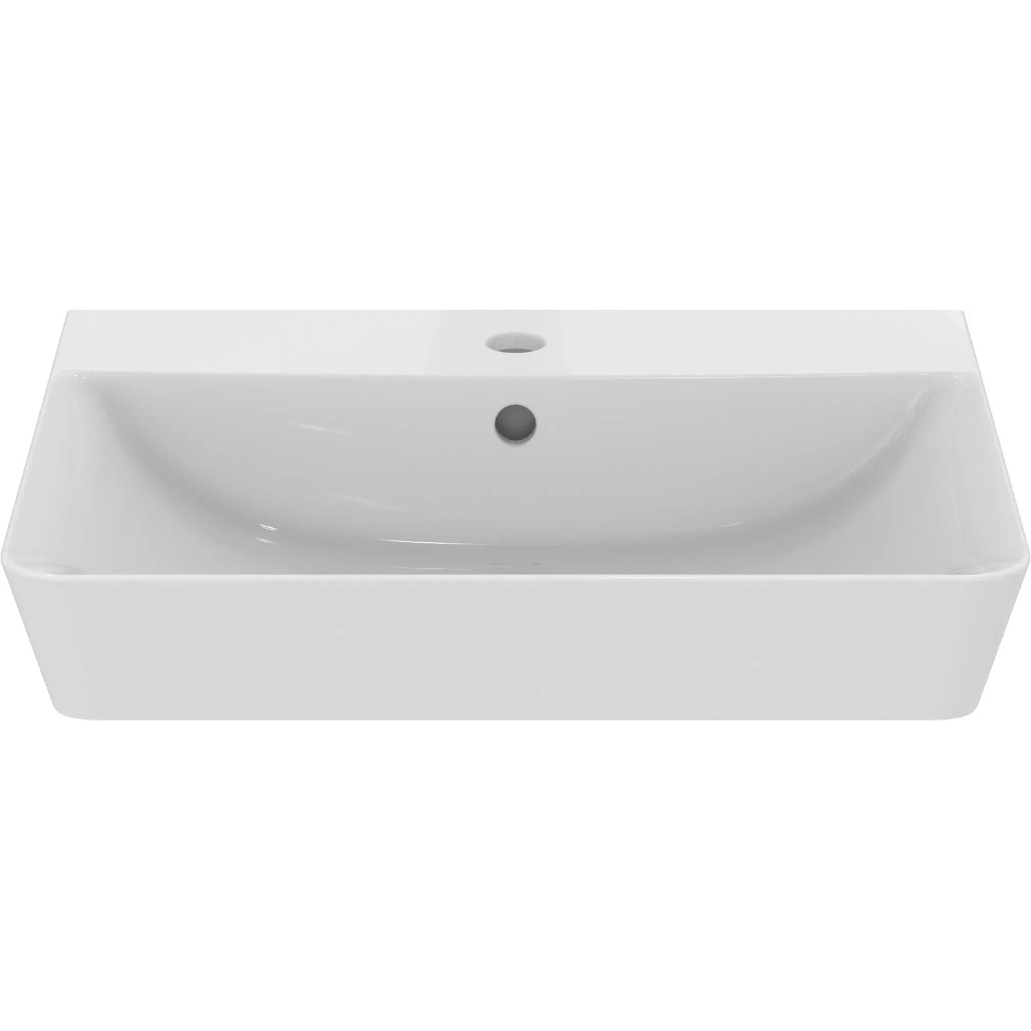 Weißes Ideal Standard Connect Air Handwaschbecken 55x46 cm mit Hahnloch und Überlauf.