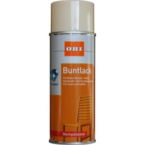 OBI Buntlack Spray RAL 1015 Hellelfenbein, hochglänzend, 400ml Dose.