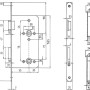 Technische Zeichnung WC-Schloss gefälzt DIN links Edelstahl mit Maßen.