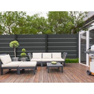 GroJaSolid Sichtschutzzaun Grande Premium in Anthrazitgrau, 180x180 cm.