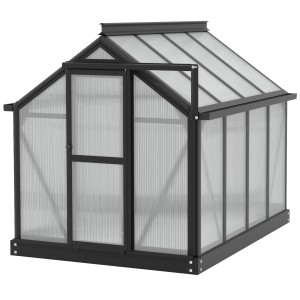 Vitavia Minigewächshaus Merlin, schwarz, mit Schiebe- und Schwingtür.