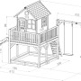 Axi Liam Spielhaus mit Doppelschaukel, braun-weiß, mit Maßen. Ideal für Kinder zum Spielen und Toben.