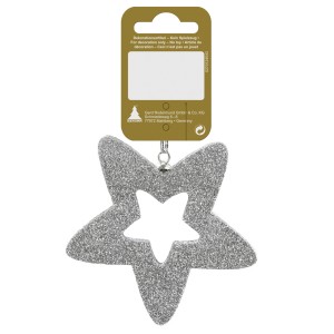 Stern zum Aufhängen Beglittert 8 cm Silber
