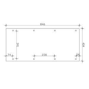 Technische Zeichnung des Skan Holz Caravan-Einzelcarports Emsland mit Maßangaben.
