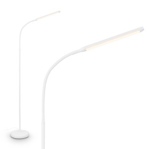 Weiße Brilo LED-Stehlampe Mura mit Touchdimmer und schwenkbarem Kopf, 135cm hoch.