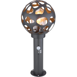 Globo Sockelleuchte Hilario Edelstahl Anthrazit mit Sensor