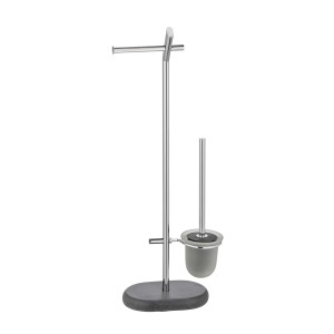 WENKO Stand WC-Garnitur Puro Anthrazit mit Toilettenpapier- und Bürstenhalter.