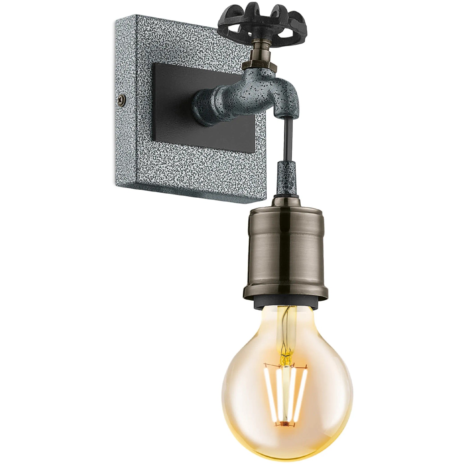 Eglo Wandleuchte Goldcliff in Silber-Schwarz mit Vintage-Design und E27 Fassung.
