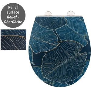 Wenko WC-Sitz Big Leaves: Duroplast-Sitz mit Absenkautomatik und dunkelgrünem Blätter-Design.