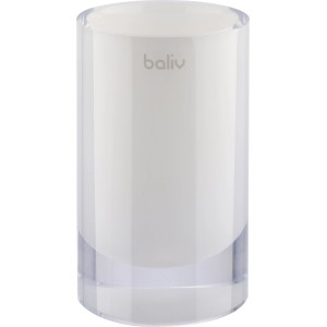 Weißer baliv Zahnputzbecher aus Polyresin mit schickem Design für das Badezimmer.