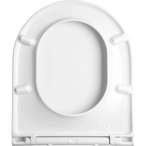 Weißer baliv Deluxe WC-Sitz Telford aus glänzendem Duroplast mit Absenkautomatik, von oben gesehen.