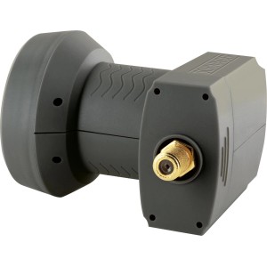 Schwaiger Sun Protect Single LNB in Anthrazit für SAT-Anlagen, hitzebeständig und mit vergoldeten Anschlüssen.