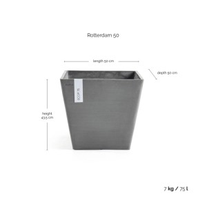 Ecopots Pflanztopf Rotterdam Grau (HxBxT) 43,8 x 50 x 50 cm
