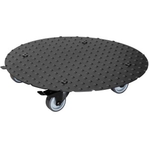 Schwarzer, runder Wagner Pflanzenroller GH 7006 Ø 38 cm mit Noppen und Rollen.
