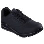 Schwarzer Skechers Sutal Uno SR Herren Arbeitsschuh mit Schnürung, sichtbarer Dämpfung und rutschfester Sohle.