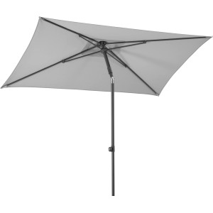 Schneider Marktschirm, 240x140 cm, silbergrau, mit Push-Up Mechanik. Rechteckiger Sonnenschirm für Balkon und Garten.