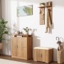okwish Garderobenset mit Spiegel Schuhbank Haken Flur 140x35x133cm Natur_4