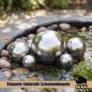 BigDean Miniteich Brunnen Set Schale mit Teichkugeln Innen und Außen Komplettset 52cm Durchmeseser