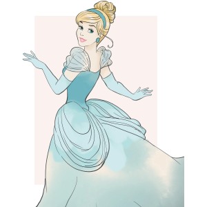 Wandbild: Cinderella im blauen Kleid, 40x50 cm. Dekoratives Bild für Kinderzimmer.