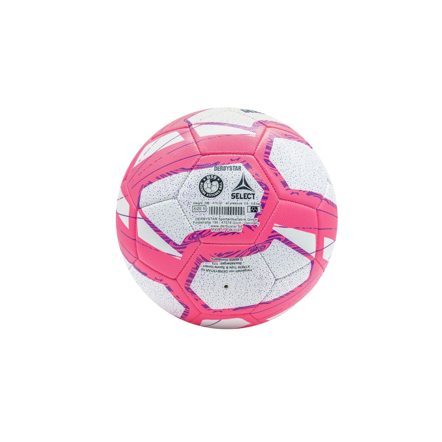 Derbystar Fußball Heimspiel Street Soccer, Größe 5, weiß und pink.