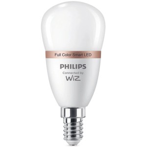 Philips Smart LED Lampe, E14, Tropfenform, Tunable White & Color, steuerbar.
