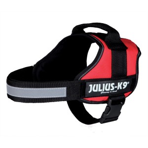 Rotes Julius K-9 Powergeschirr Gr. 0 M-L (58-76 cm) mit reflektierenden Streifen.
