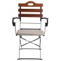 2er Set Biergartenstuhl J40, braunes Holz, beige Polster, klappbar.