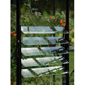 Vitavia Lamellenfenster in Schwarz mit ESG-Glas (61x45cm) für Gewächshäuser. Zubehör für optimale Belüftung.