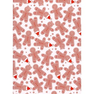 Geschenkpapier mit Lebkuchenmännern und Sternen für Weihnachten, 10m Rolle.