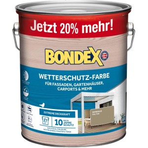 Bondex Wetterschutz-Farbe RAL 7034 Marehalm (Braun) - 3 l reicht für ca. 27 m²