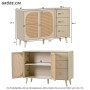 okwish Sideboard mit Türen Schubladen Wohnzimmer 120x40x80cm Beige_5